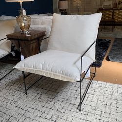Iron Frame White Accent Chair