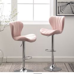 Pink Adjustable Swivel Bar Stools