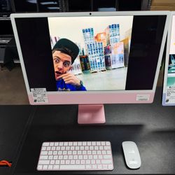 iMac 24 inch 2024 M4 Chip 16GB RAM 256GB SSD Pink with Apple Keyboard and Mouse with Store Warranty
