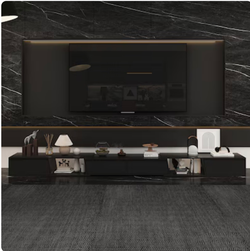 Modern/Contemporary Black 94.5-in W TV cabinet ( Accommodates TVs more than 70-in )