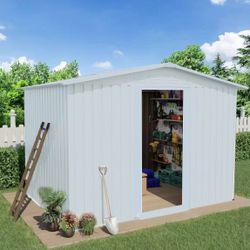 8'x6' Outdoor Storage Shed Outdoor Galvanized Metal Tool Shed with Vents & Sliding Door, Waterproof Garden Shed for Patio,Lawn,Backyard to Store Bikes