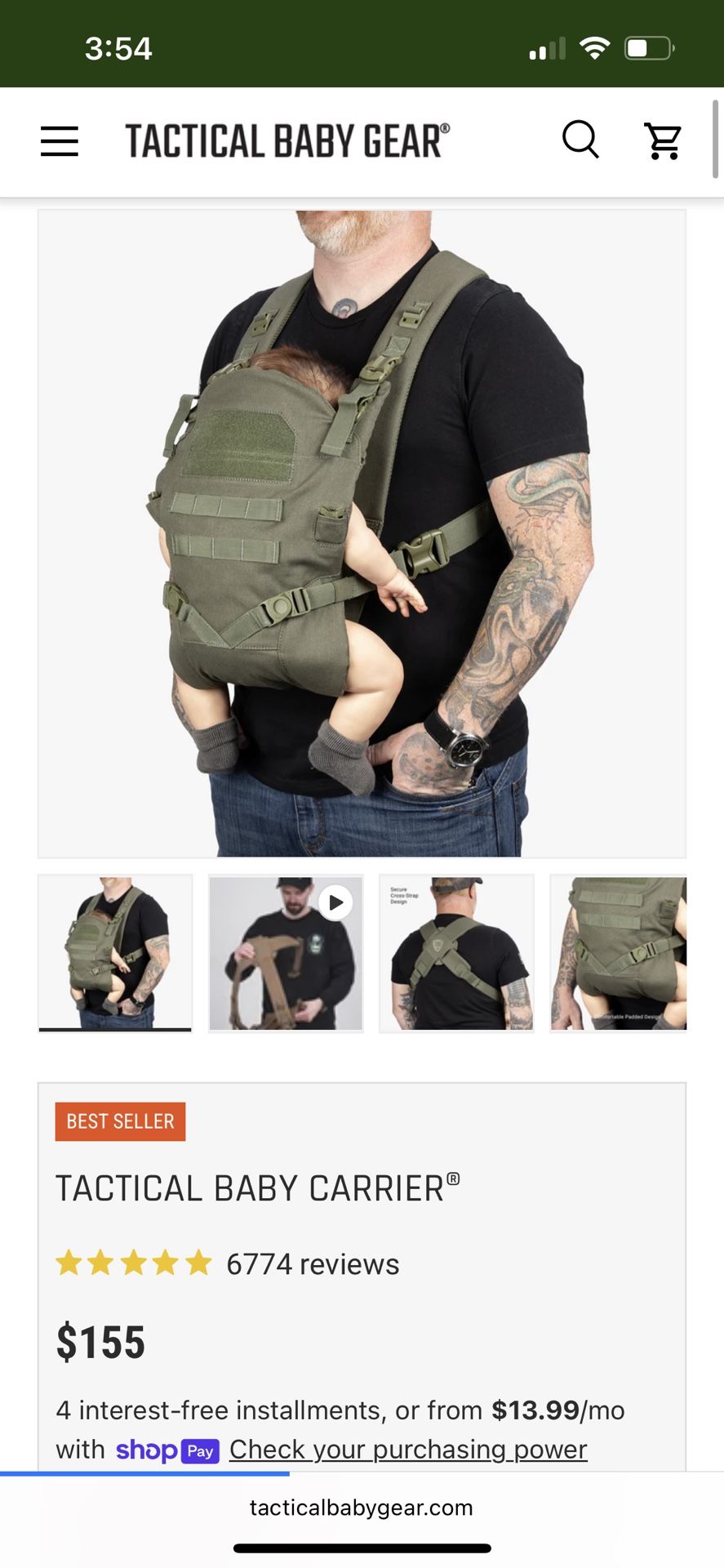 TBG Tactical Baby Gear Baby Carrier 2.0 military green