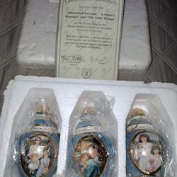 antique 1999 The Bradford Editions Christmas Bulbs With Certificate Of Authenticity 