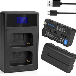 2 Pack NP-F550 Batteries and Charger, 2600mAh High Capacity Replacement for Sony