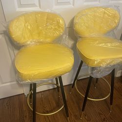 New-yellow Bar High Stool Chairs 2/$50 Or $30 Each