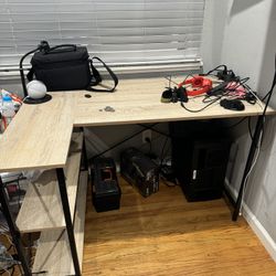 L Shaped Desk With Storage Shelves 