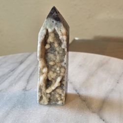 3.8" Approximately Sparkling Druzy Sphalerite Tower Quartz Crystal 