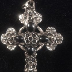 Large Heavy Vintage Ornate Cross With Thick Long Link Chain