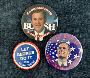 Vintage Bush Campaign Buttons - 3 in Total