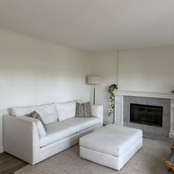 Living Spaces Sofa and Ottoman 