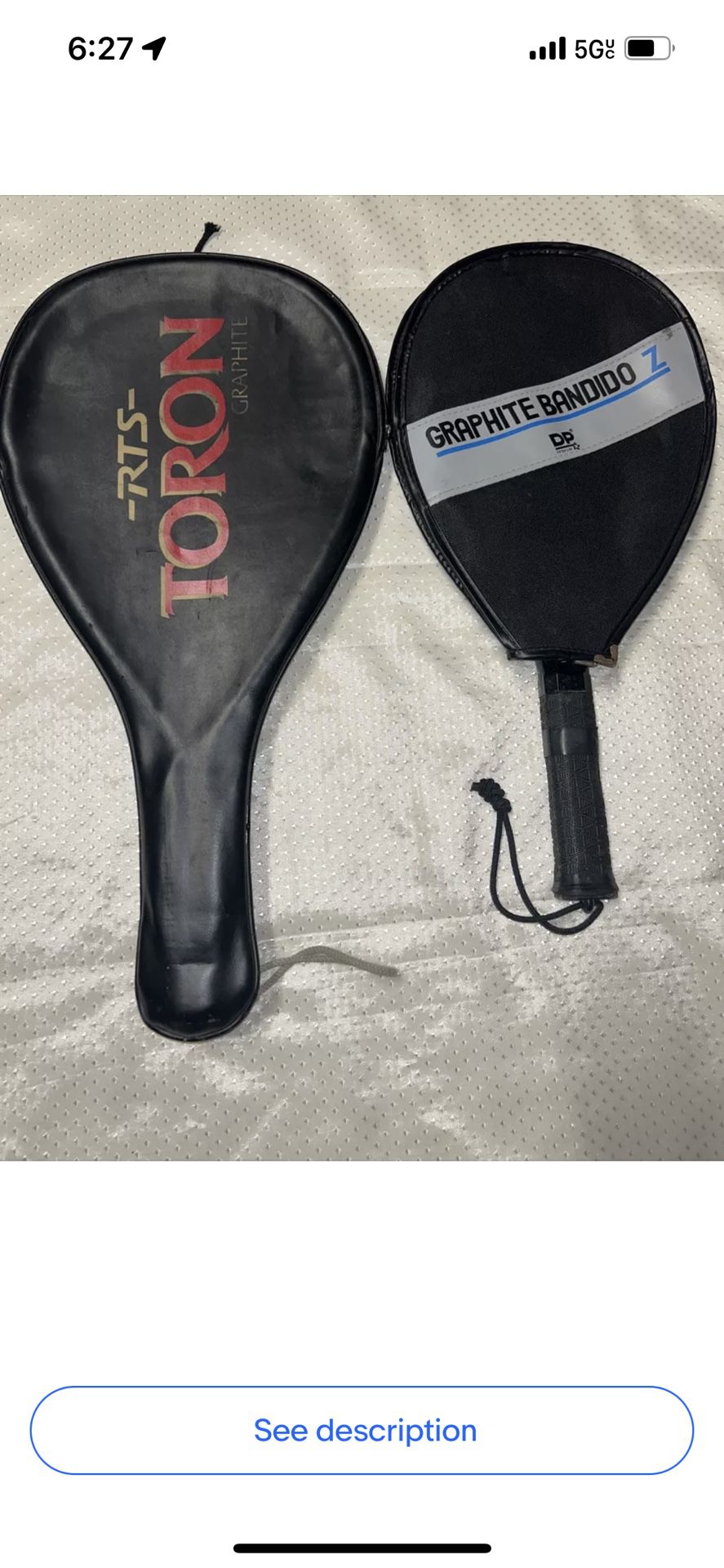 Vintage Ektelon Toron Graphite RTS Racquetball Racket with Zippered Case ( 2 )