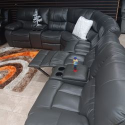 *Holiday Flash Sale!!!*---Attractive Madrid Gray Leather Reclining Sectional Sofas---Only $1599!!!---Delivery/$10 Down Financing🤭
