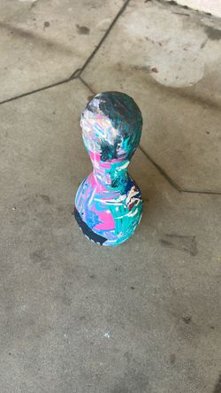 assorted painted bowling pins