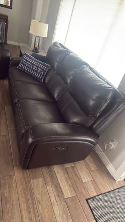 Electric reclining, leather couches