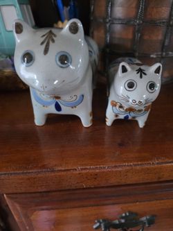 vintage hand-painted ceramic cat figurines from Ken Edwards El Palomar Pottery