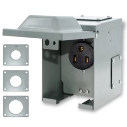 50 Amp 6-50R Outlet Box 250 Volt, Enclosed Lockable Weatherproof Outdoor Electric 