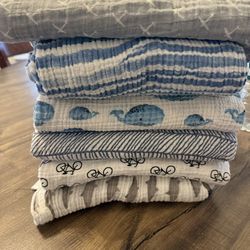6 LollyBanks Swaddle Blankets 100% Muslin Cotton