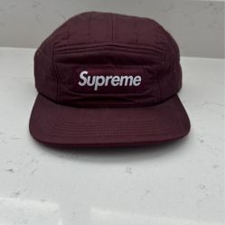 Supreme Quilted Camp Cap Burgundy