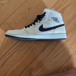 Nike Air Jordan 1 Mid Coconut Milk White Black Sneakers
