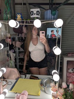 White and pink halter top