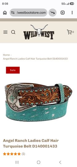 Angel Ranch Ladies Calf Hair Turquoise Belt
