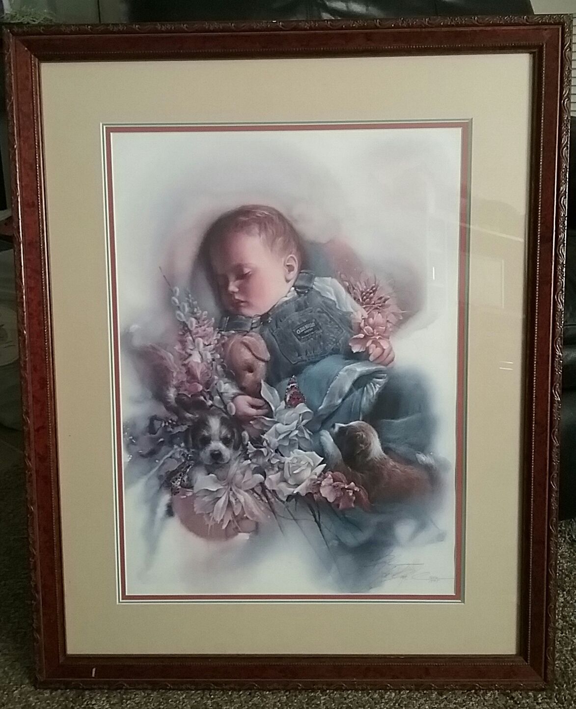 Lee Bogle's Limited Edition Print "sugar and spice/puppy dog tails" framed