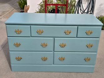 Painted All Wood Dresser with Gold Hardware