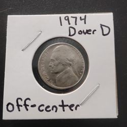 1974 D Over D Off Center Strike Nickel
