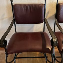 Wrought Iron and Leather Barstools