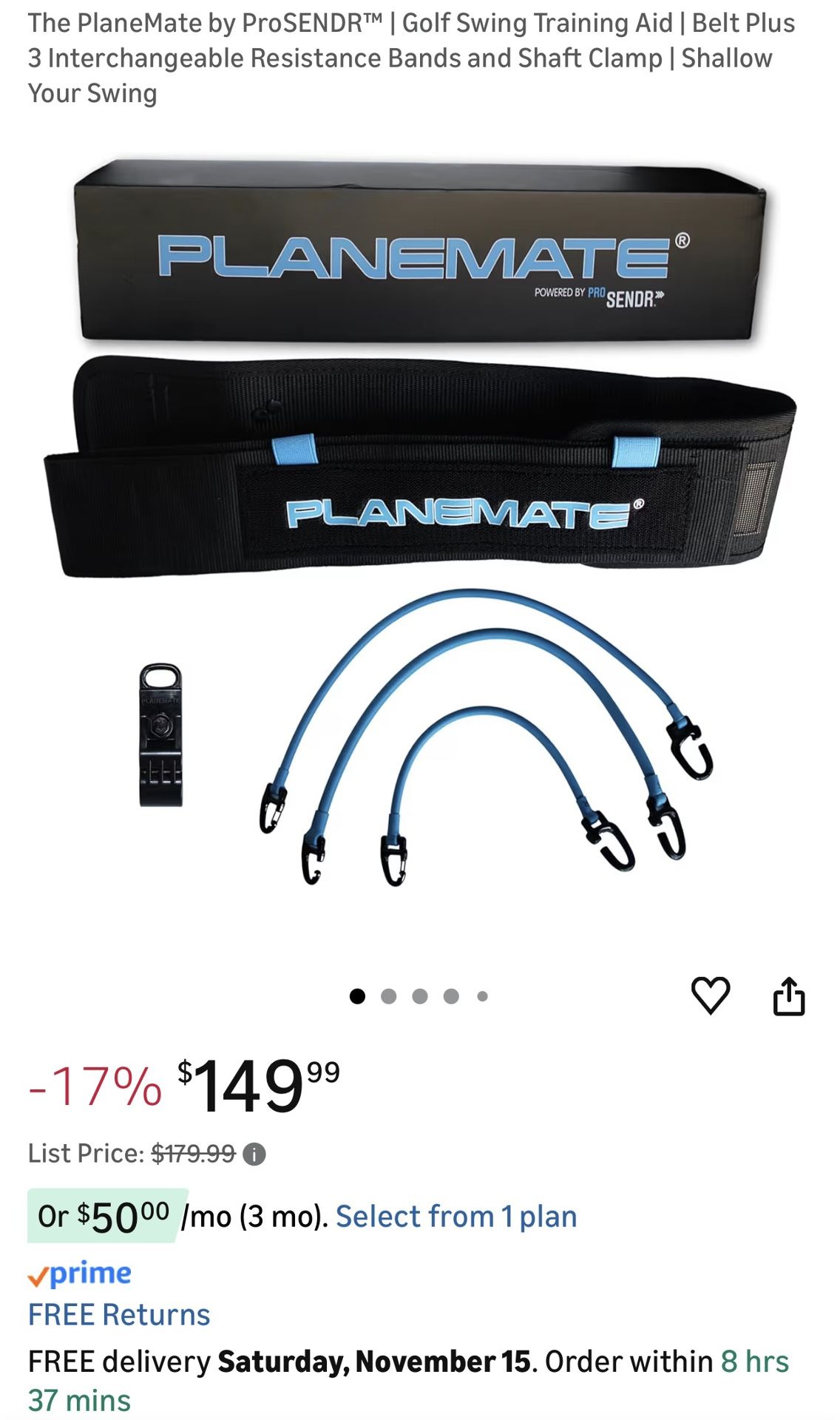 The PlaneMate by ProSENDR | Golf Swing Training Aid | Belt Plus 3 Interchangeable Resistance Bands and Shaft Clamp | Shallow Your Swing