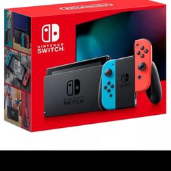 Nintendo Switch with Neon Blue and Neon Red Joy-Con