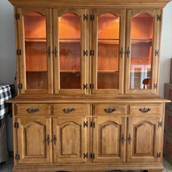 Traditional Lighted Wooden China Cabinet • $250