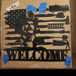 Firefighter Welcome Metal Wall Art