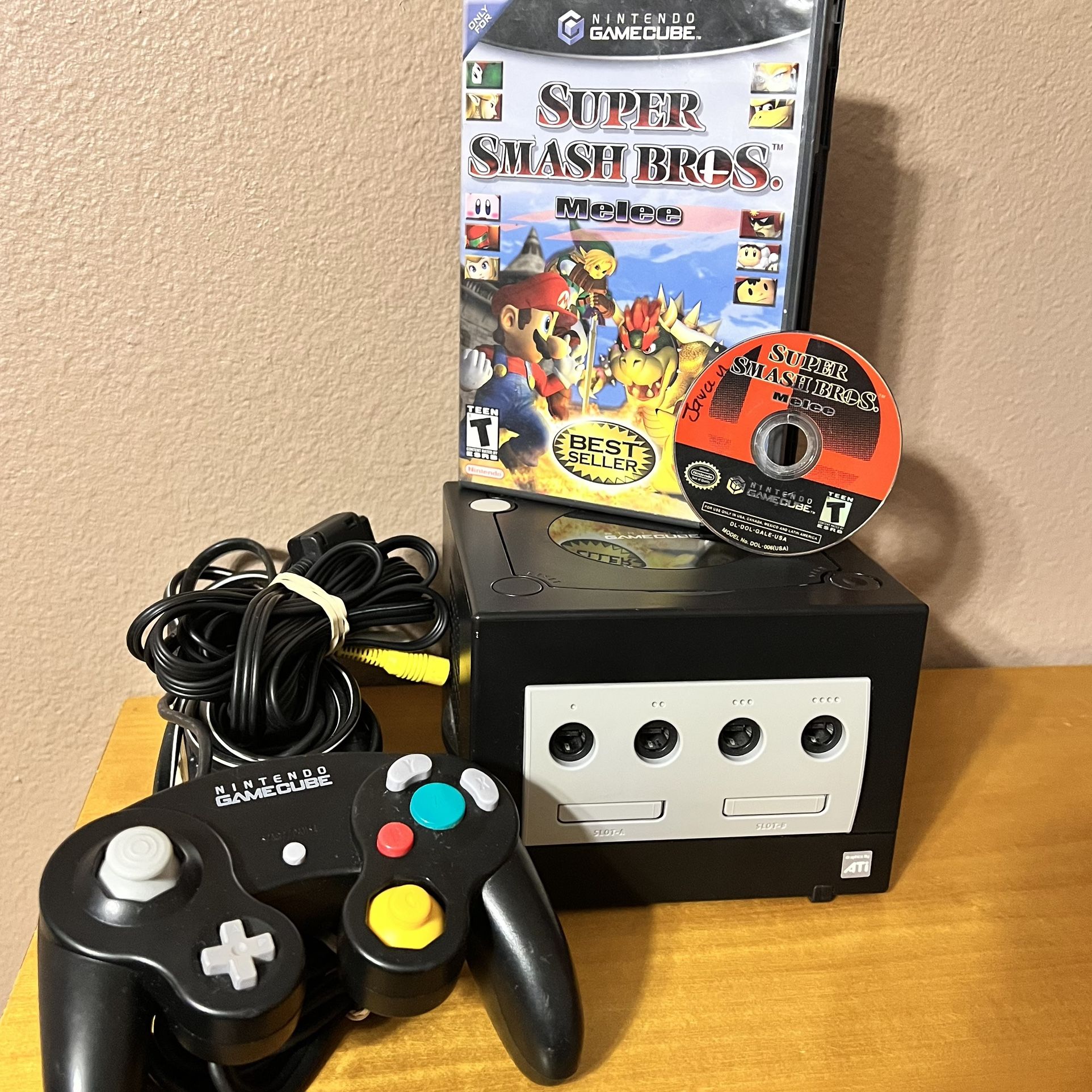 Black Gamecube + Super Smash Bros Melee