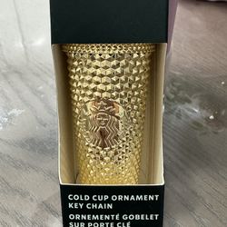 STARBUCKS Tumbler Gold Cup Keychain Ornament