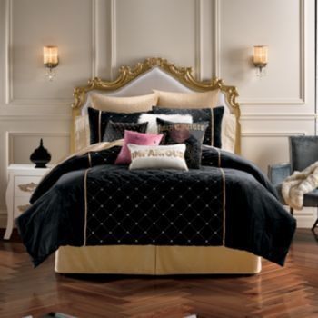 Juicy couture bedroom set full/queen shams pillows bedding bed skirt velvet