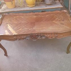 Decorative hand carved wooden coffee table