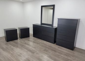 Black Bedroom Dresser Set with Mirror