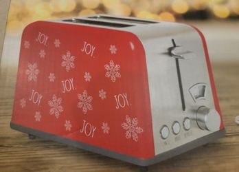New Christmas Holiday Snowflake Red Toaster JOY 