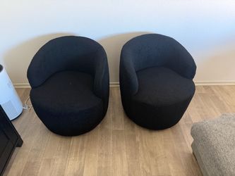Set of 2 Black Boucle Swivel Accent Chairs