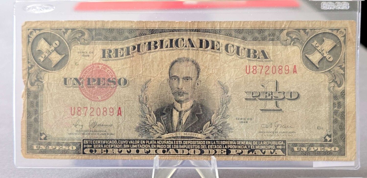 1 Peso Republica De Cuba-certificado De Plata-1948