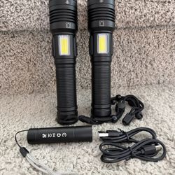 New Rechargeable Flashlights High Lumens 10000 with Side Light - 2 Pack