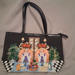 Braciano "Hat Ladies" Sequinced Purse - Black 2 Sided Design