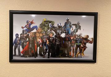 Custom Framed NFL Stars as Superheroes