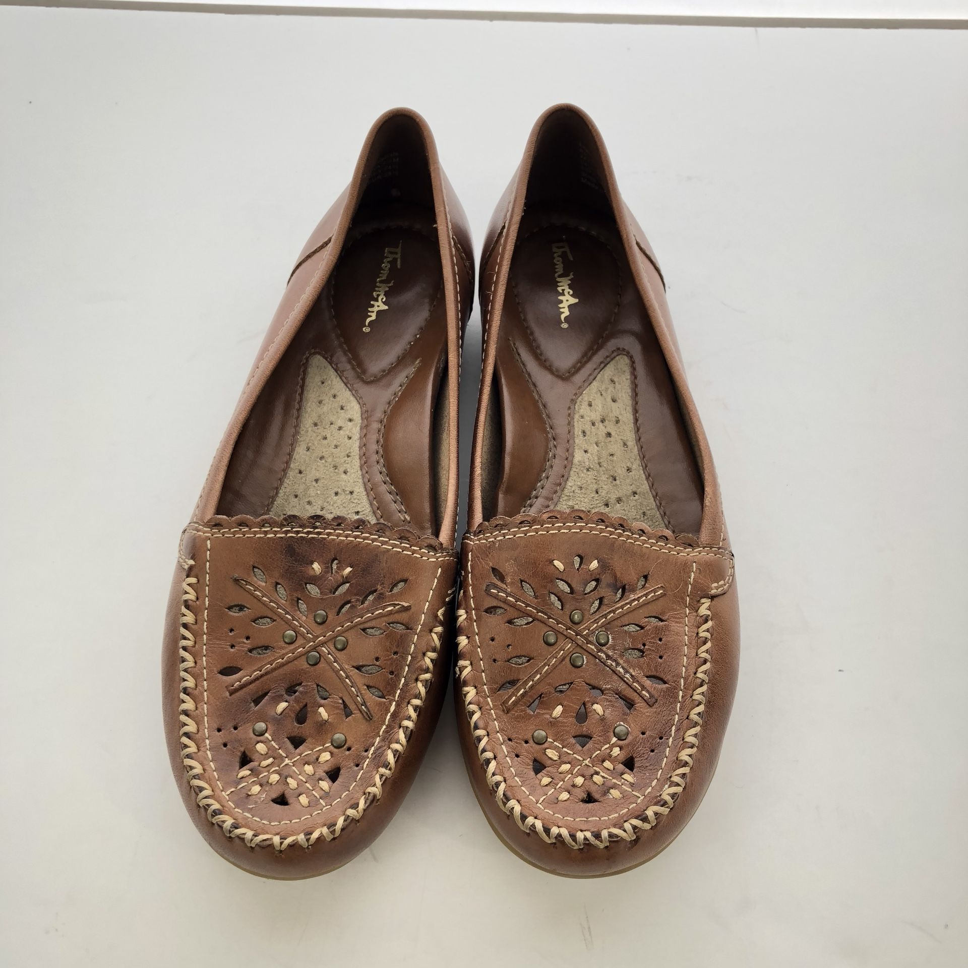 Thom Mcan women’s vented brown leather loafers Sz 7.5M