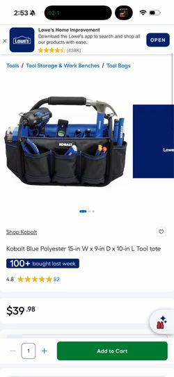 Kobalt Tool Bag Blue Great Condition $40