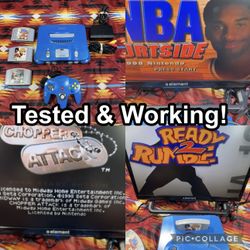 Nintendo 64 (N64) Console Bundle 1 Controller & 3 Games & Cables TESTED (READ)