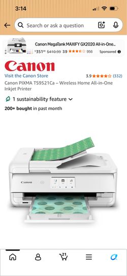 Canon PIXMA TS9521Ca Wireless All-in-One Printer