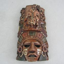 Vintage Aztec Mayan Inca Terracotta? Wall Decor Tribal Mask 11" Tall
