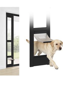 Sliding Glass Door Pet Door Insert with Lock – All-Metal Frame & Magnetic Flat Closure, No-Cut Doggie Door for Large Dogs, Adjustable Height (75 7/8" 